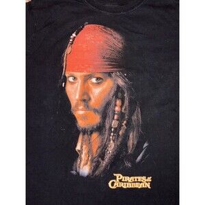 DISNEY VTG 2004 Pirates of the Caribbean Johnny Depp Movie Promo T Shirt XL RARE